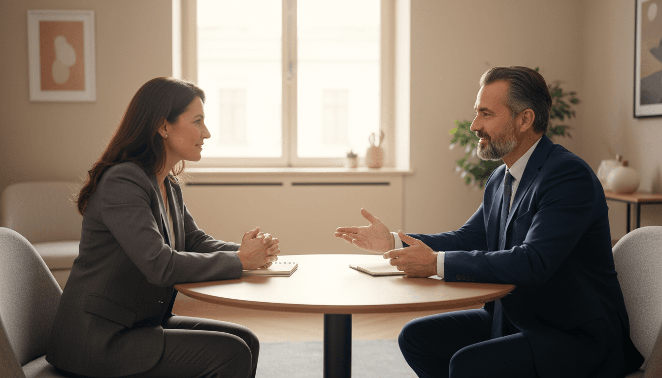 Couple in private setting looking assured and protected